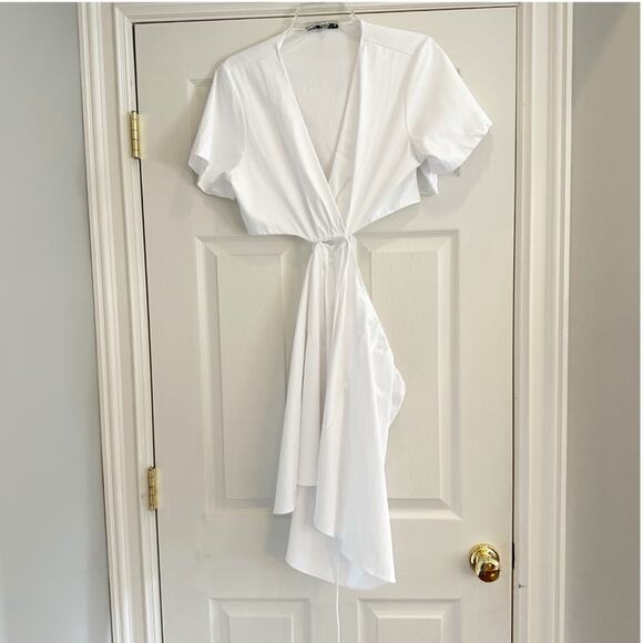 Zara Cut Out White Poplin Dress NWT Size XL SS22 WHITE 7385/084 Casual Summer - Picture 14 of 16